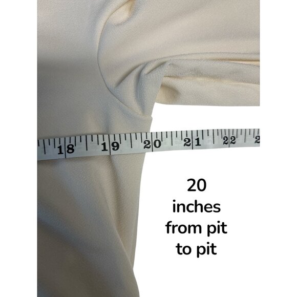 Abercrombie & Fitch Cream Drape Bodycon Mini Dress XL | Elegant Long Sleeve Ruch - Picture 10 of 11